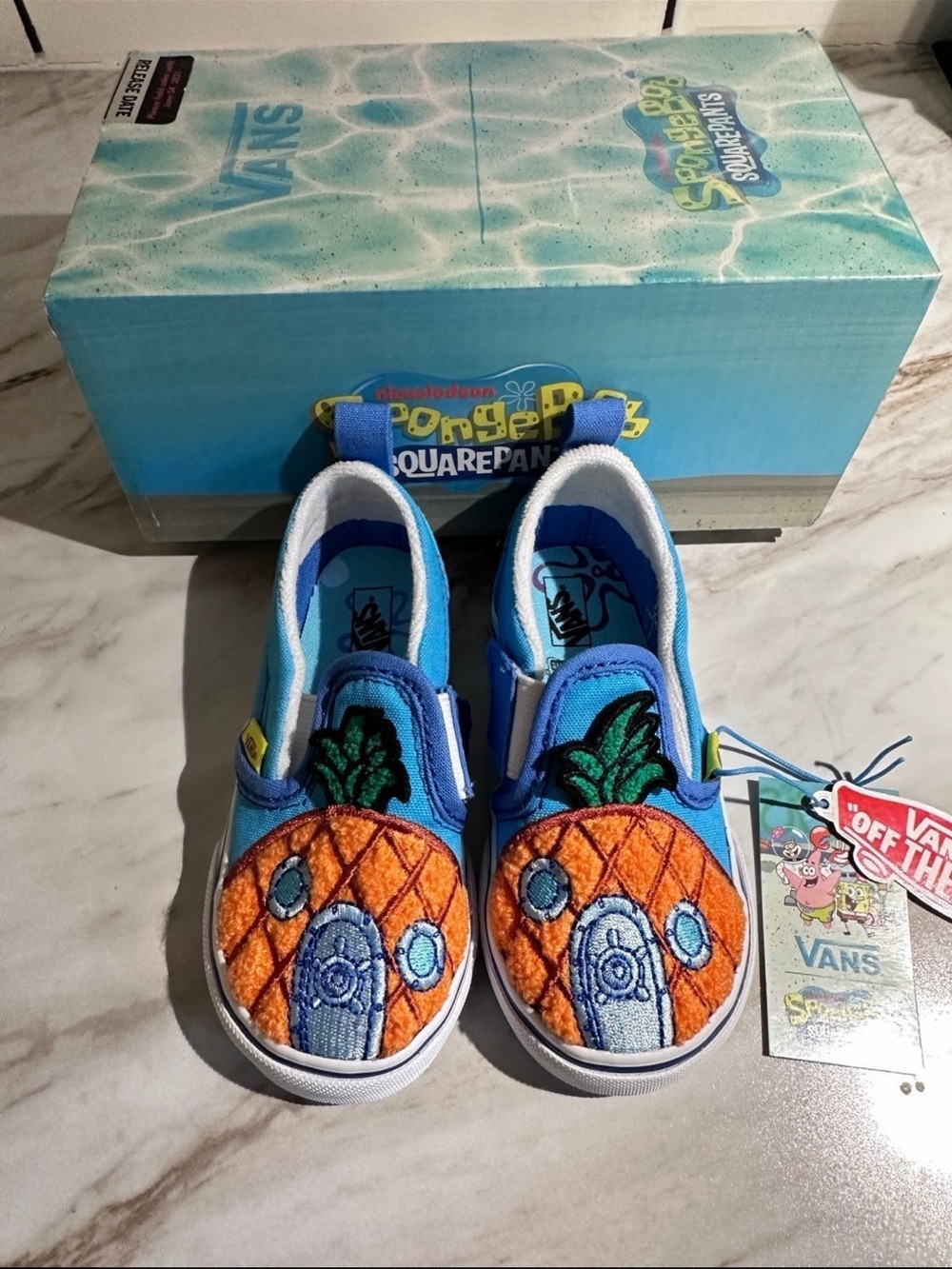 SpongeBob Squarepants kids Pineapple Slip-On Sneakers in Bright Blue and Orange